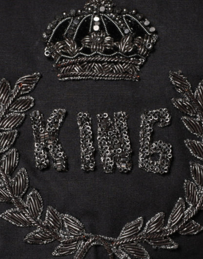  - Black King Crown Embroidered GOLD Dress Shirt