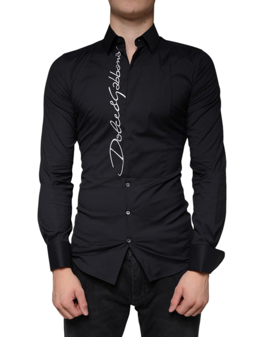  - Black Logo Embroidered SICILIA Dress Shirt