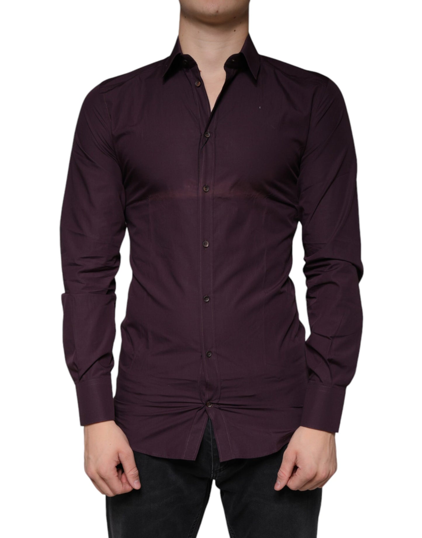  - Dark Violet Cotton Dress GOLD Men Formal Shirt