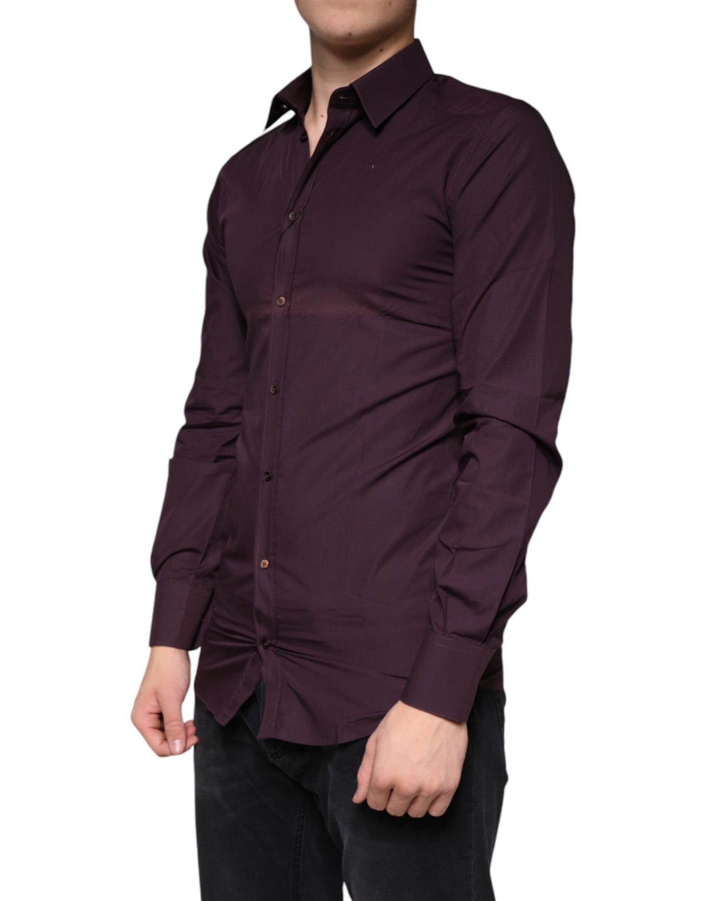  - Dark Violet Cotton Dress GOLD Men Formal Shirt