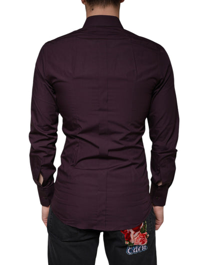  - Dark Violet Cotton Dress GOLD Men Formal Shirt