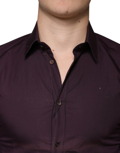  - Dark Violet Cotton Dress GOLD Men Formal Shirt