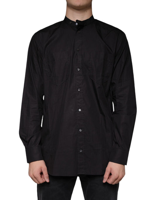  - Black Cotton Button Down Men Casual Shirt