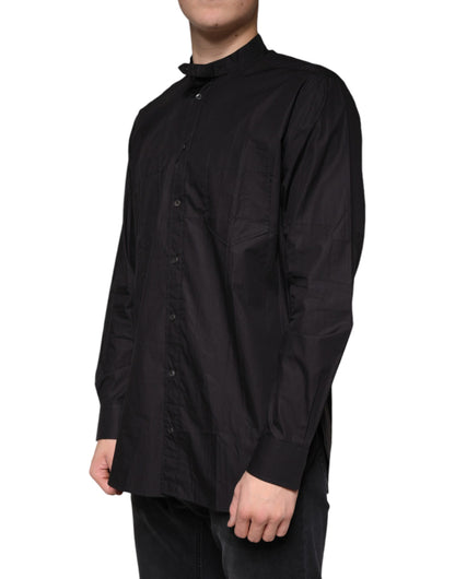  - Black Cotton Button Down Men Casual Shirt