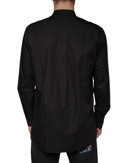  - Black Cotton Button Down Men Casual Shirt