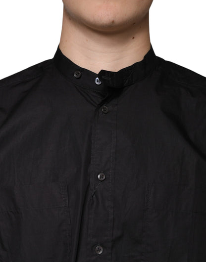  - Black Cotton Button Down Men Casual Shirt