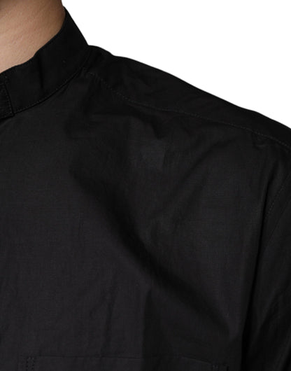  - Black Cotton Button Down Men Casual Shirt