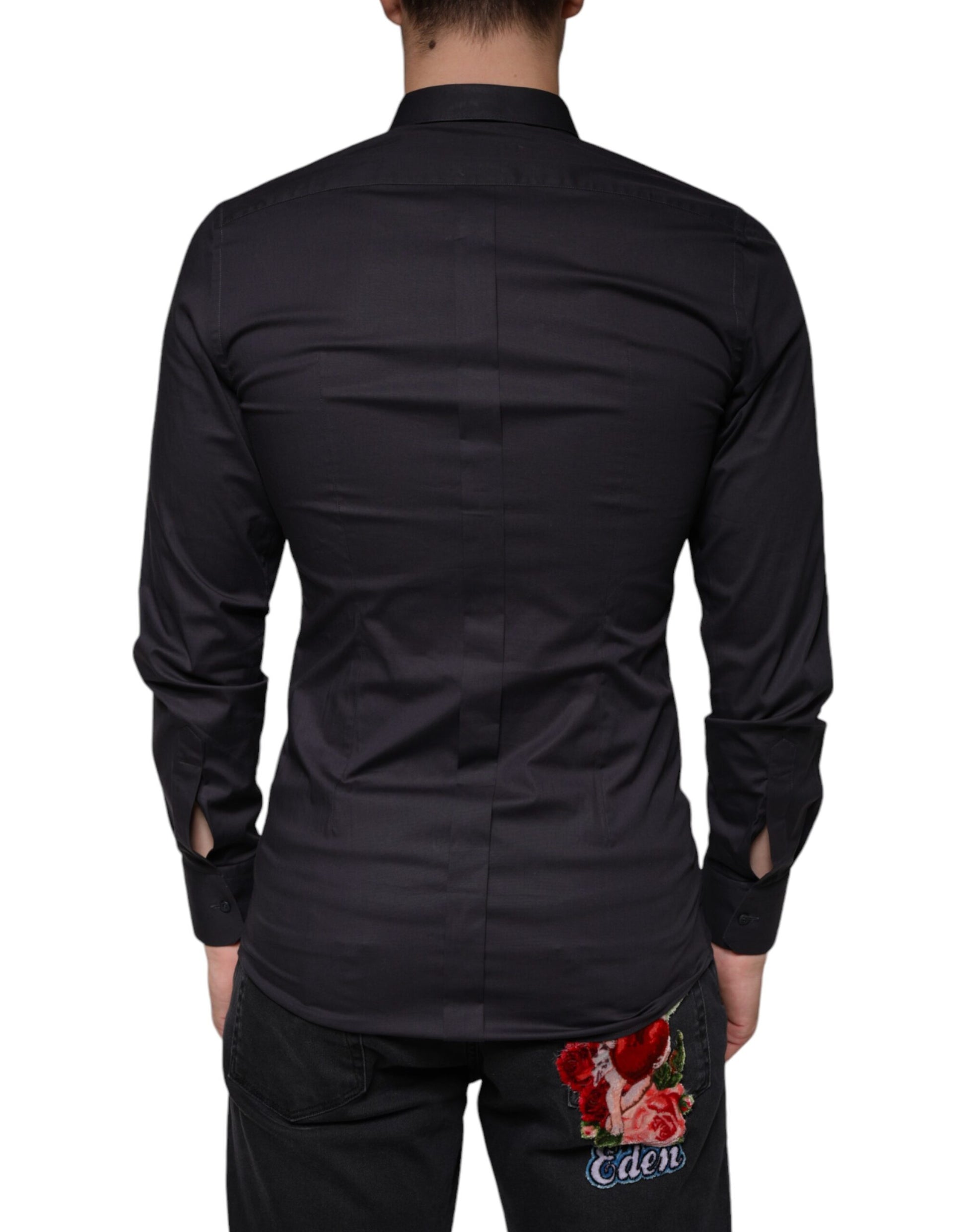 Dolce & Gabbana GOLD Black Cotton Stretch Dress Shirt