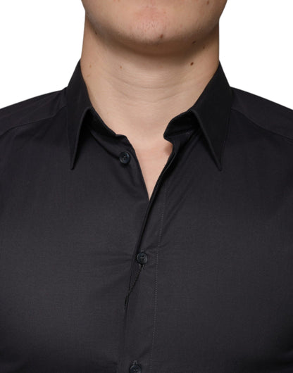  - Black Cotton Stretch Dress GOLD Formal Shirt
