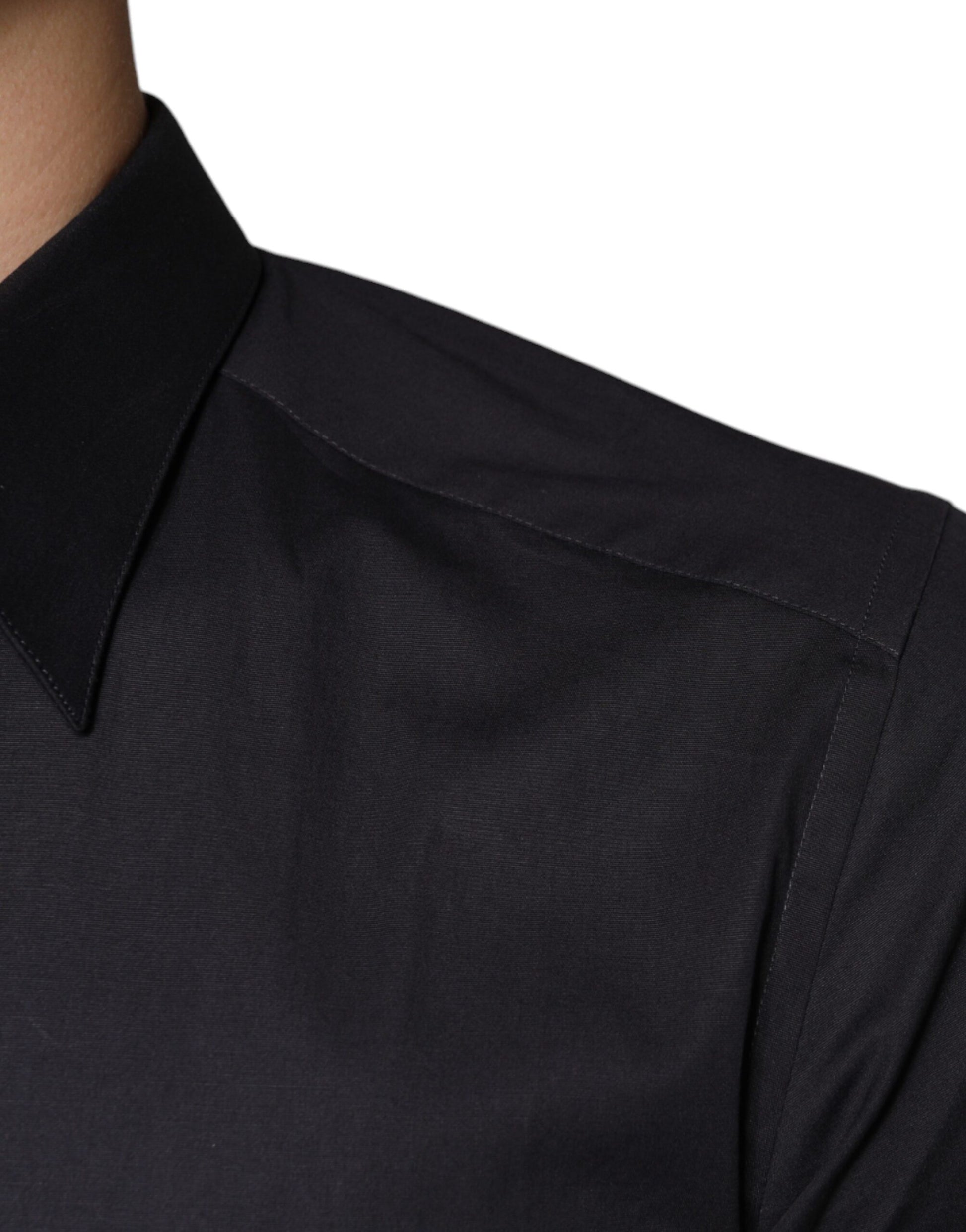 Dolce & Gabbana GOLD Black Cotton Stretch Dress Shirt