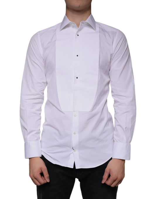  - White Bib Cotton Poplin GOLD Men Formal Shirt