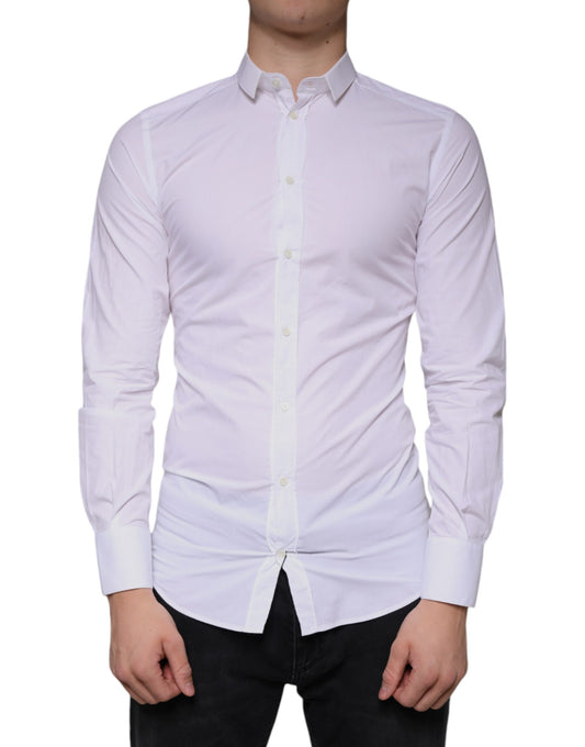 Dolce & Gabbana GOLD Formal Collared White Cotton Dress Shirt