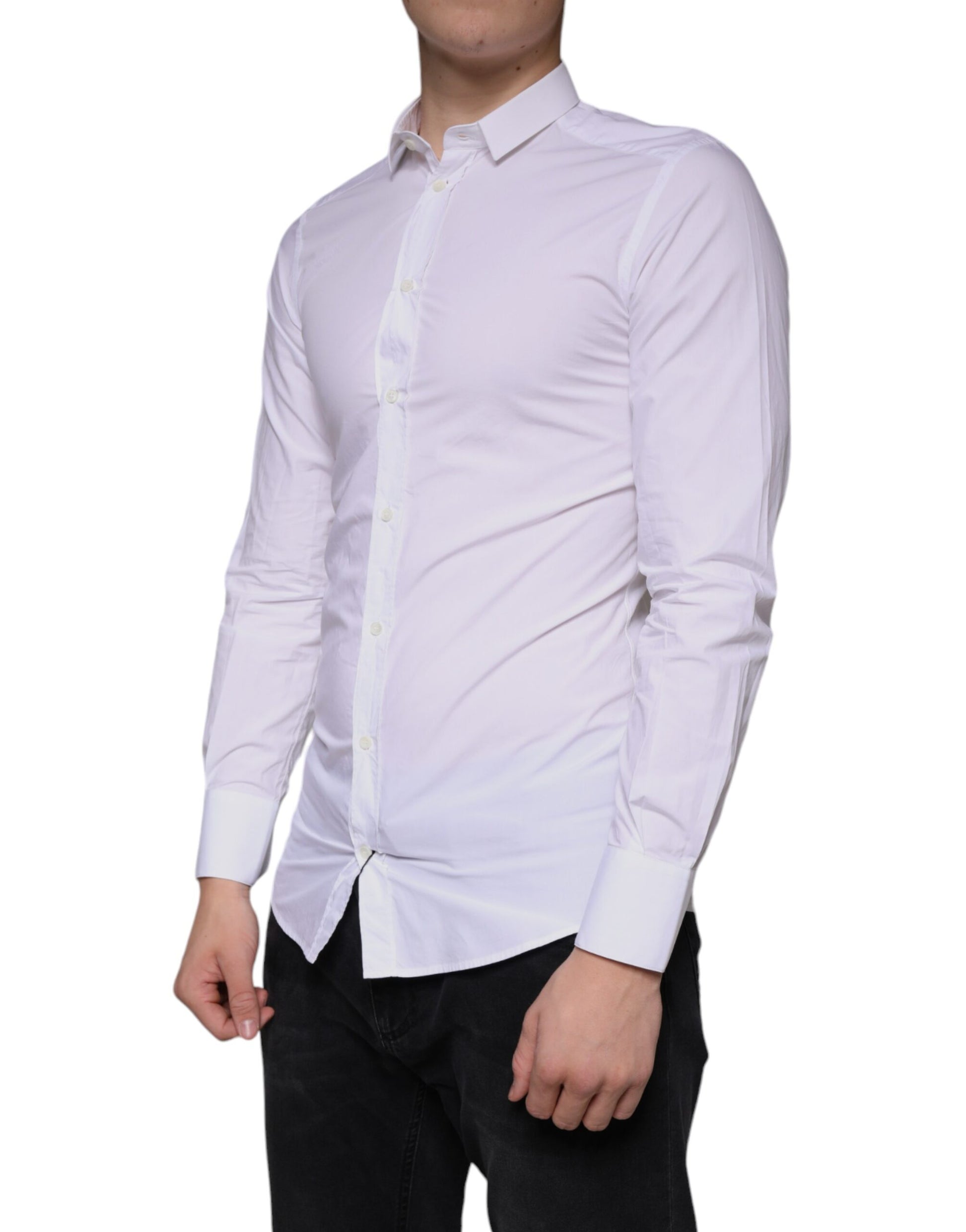 Dolce & Gabbana GOLD Formal Collared White Cotton Dress Shirt