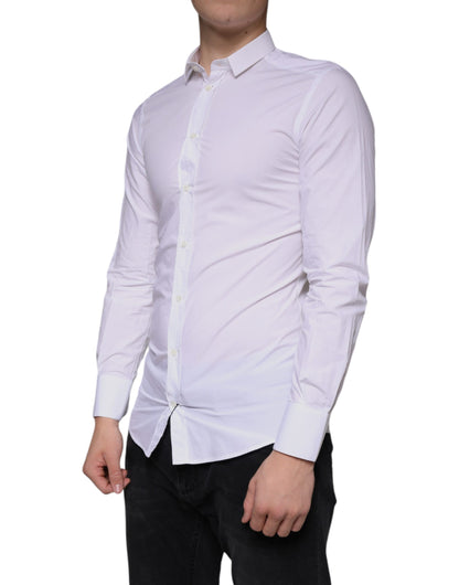Dolce & Gabbana GOLD Formal Collared White Cotton Dress Shirt