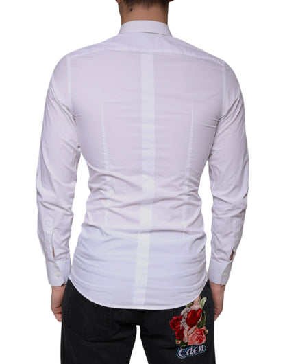 Dolce & Gabbana GOLD Formal Collared White Cotton Dress Shirt