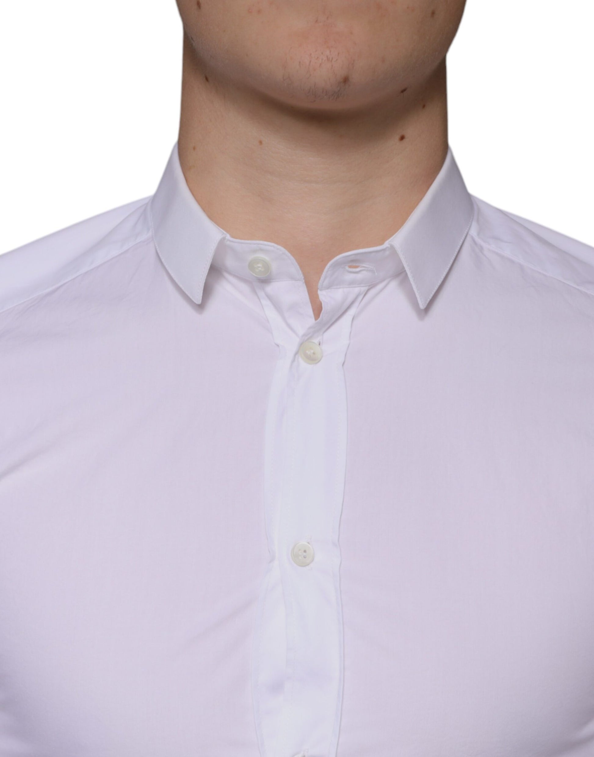 Dolce & Gabbana GOLD Formal Collared White Cotton Dress Shirt
