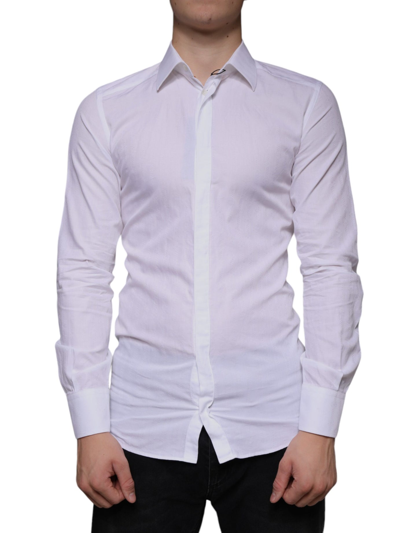  - White Cotton Men Dress GOLD Formal Shirt