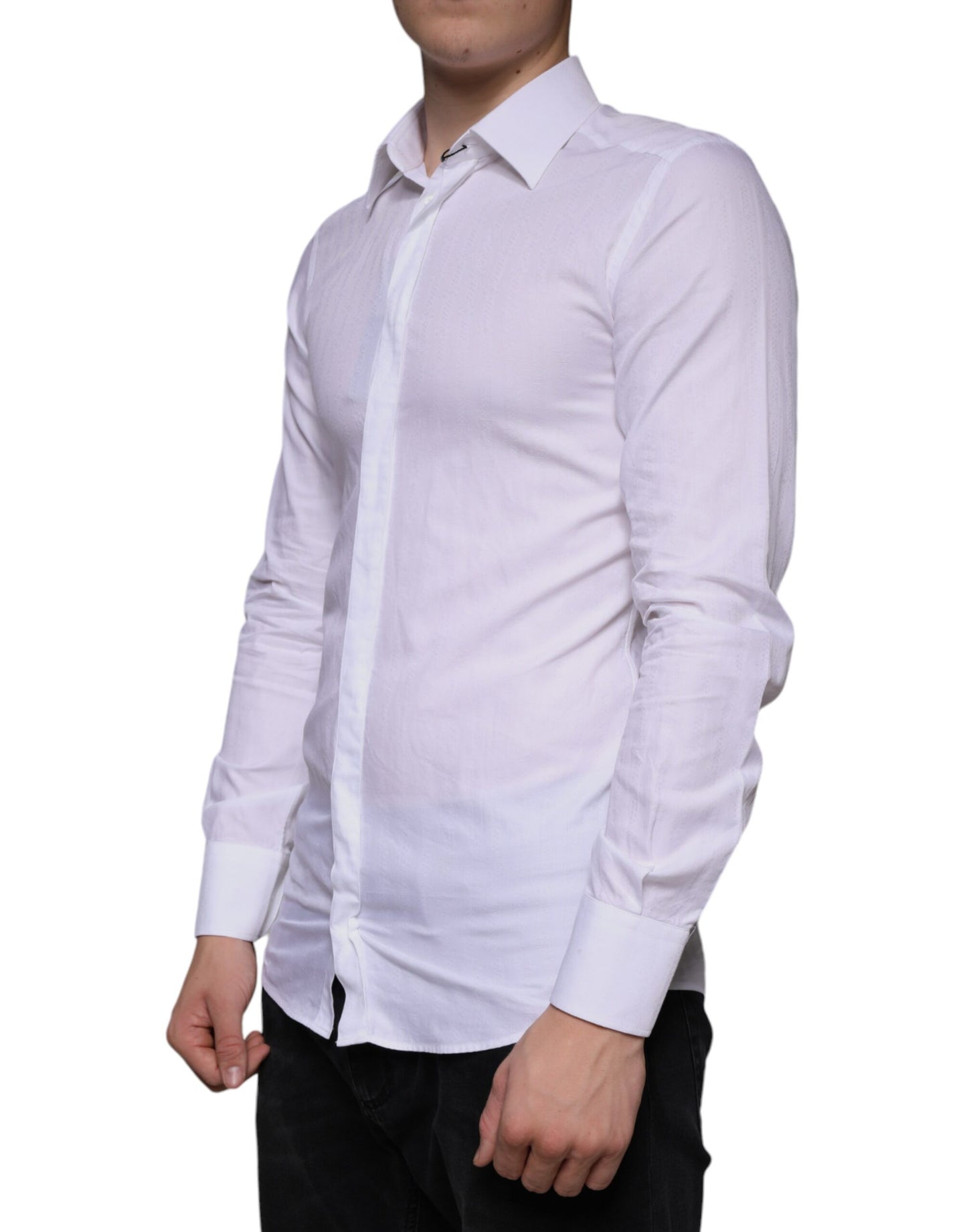  - White Cotton Men Dress GOLD Formal Shirt