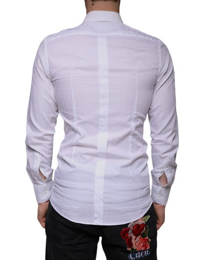  - White Cotton Men Dress GOLD Formal Shirt