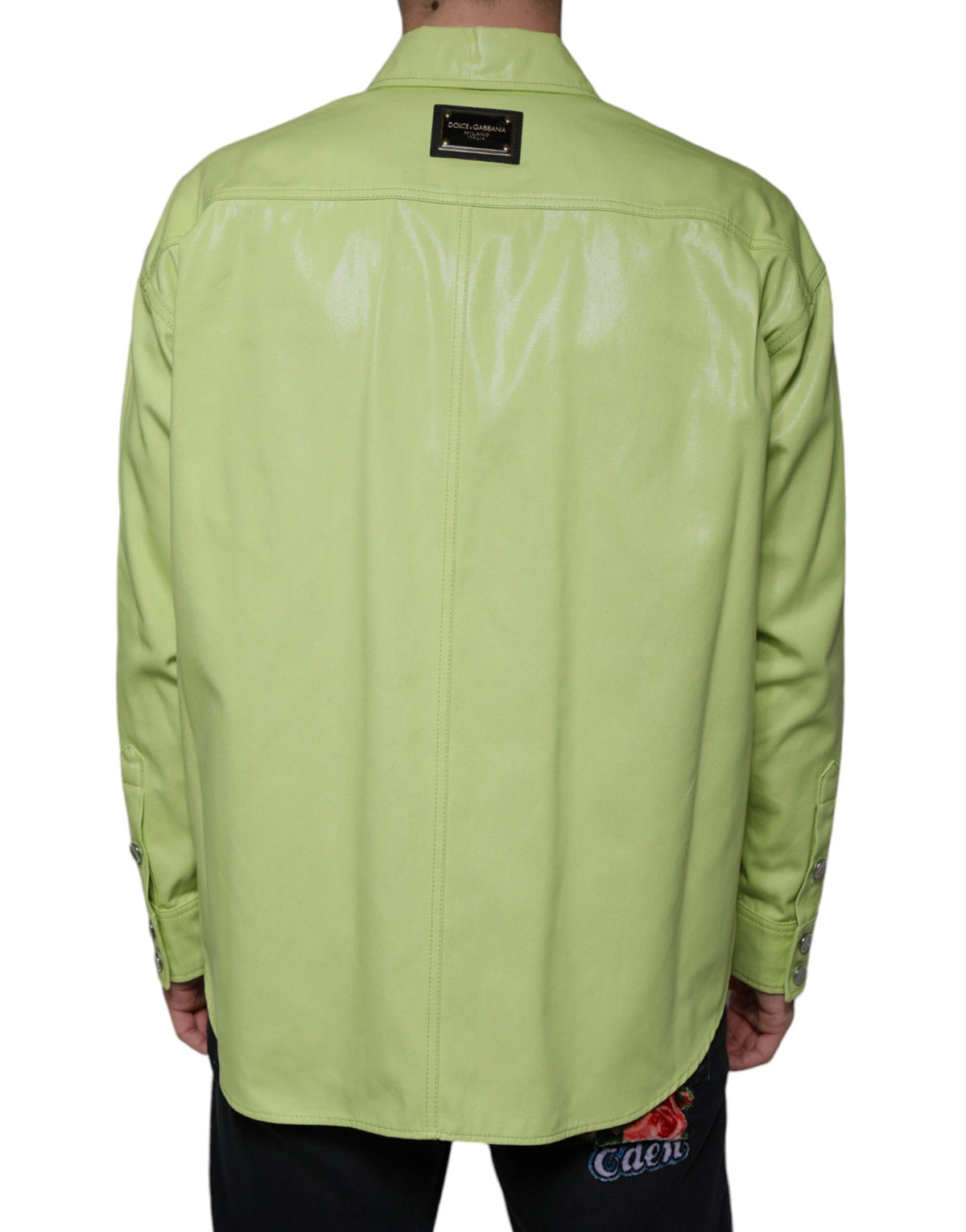 Dolce & Gabbana Green Cotton Collared Button Down Shirt