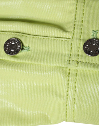  - Green Cotton Collared Men Button Down Shirt