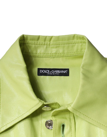 Dolce & Gabbana Green Cotton Collared Button Down Shirt