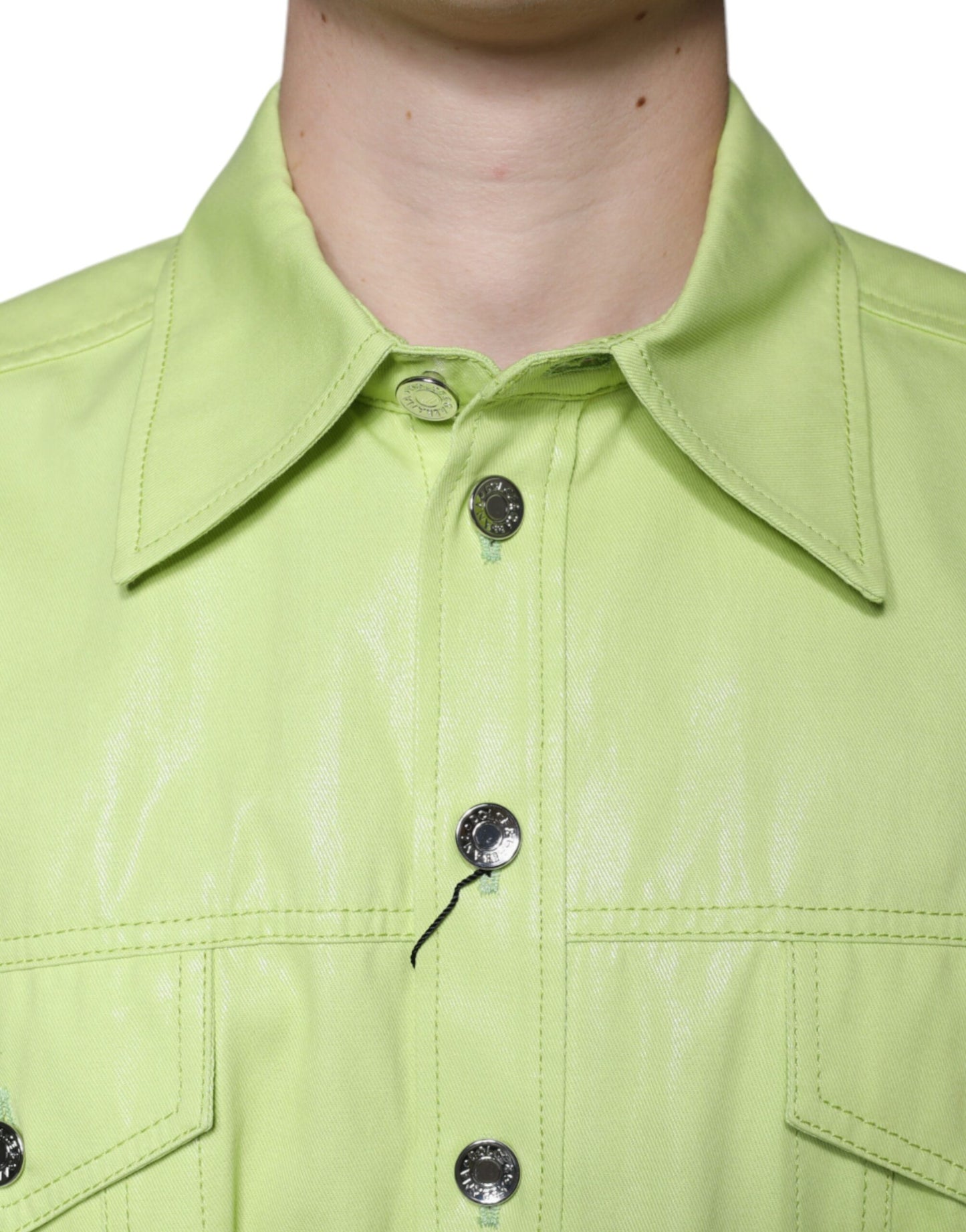  - Green Cotton Collared Men Button Down Shirt