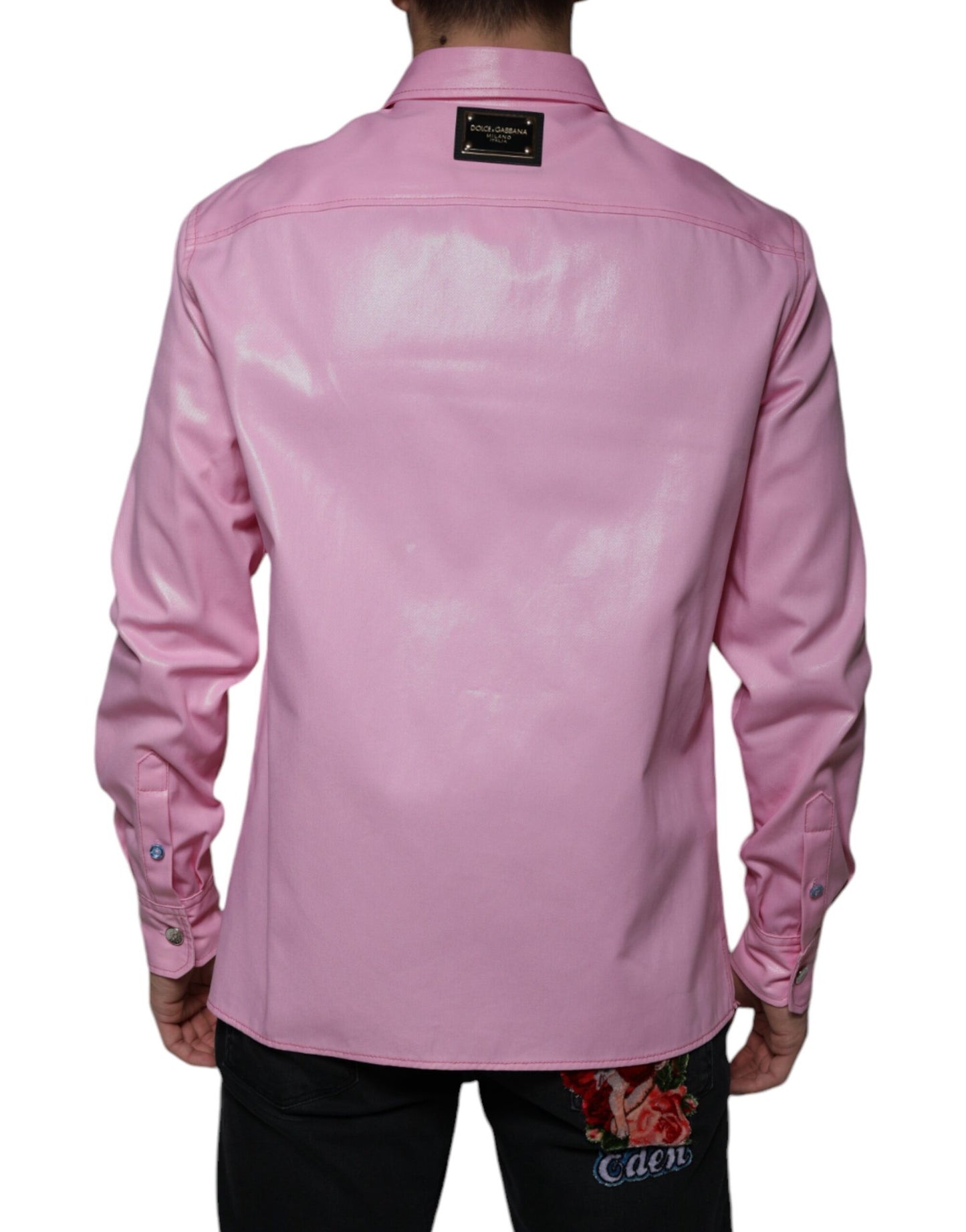  - Pink Cotton Collared Button Down Shirt