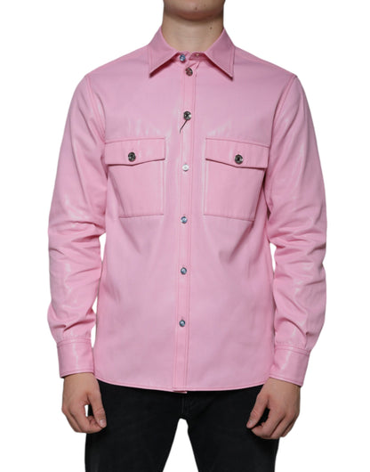  - Pink Cotton Collared Button Down Shirt