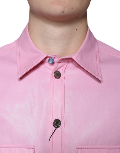  - Pink Cotton Collared Button Down Shirt