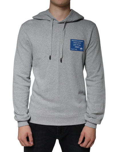  - Gray Cotton Logo Hooded Sweatshirt Sweater