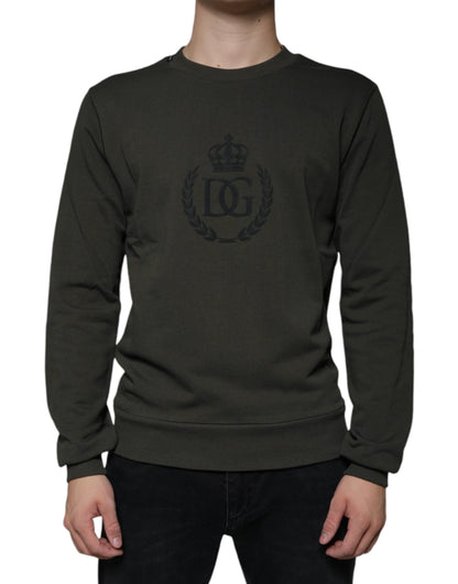  - Army Green DG Crown Crew Neck Pullover Sweater