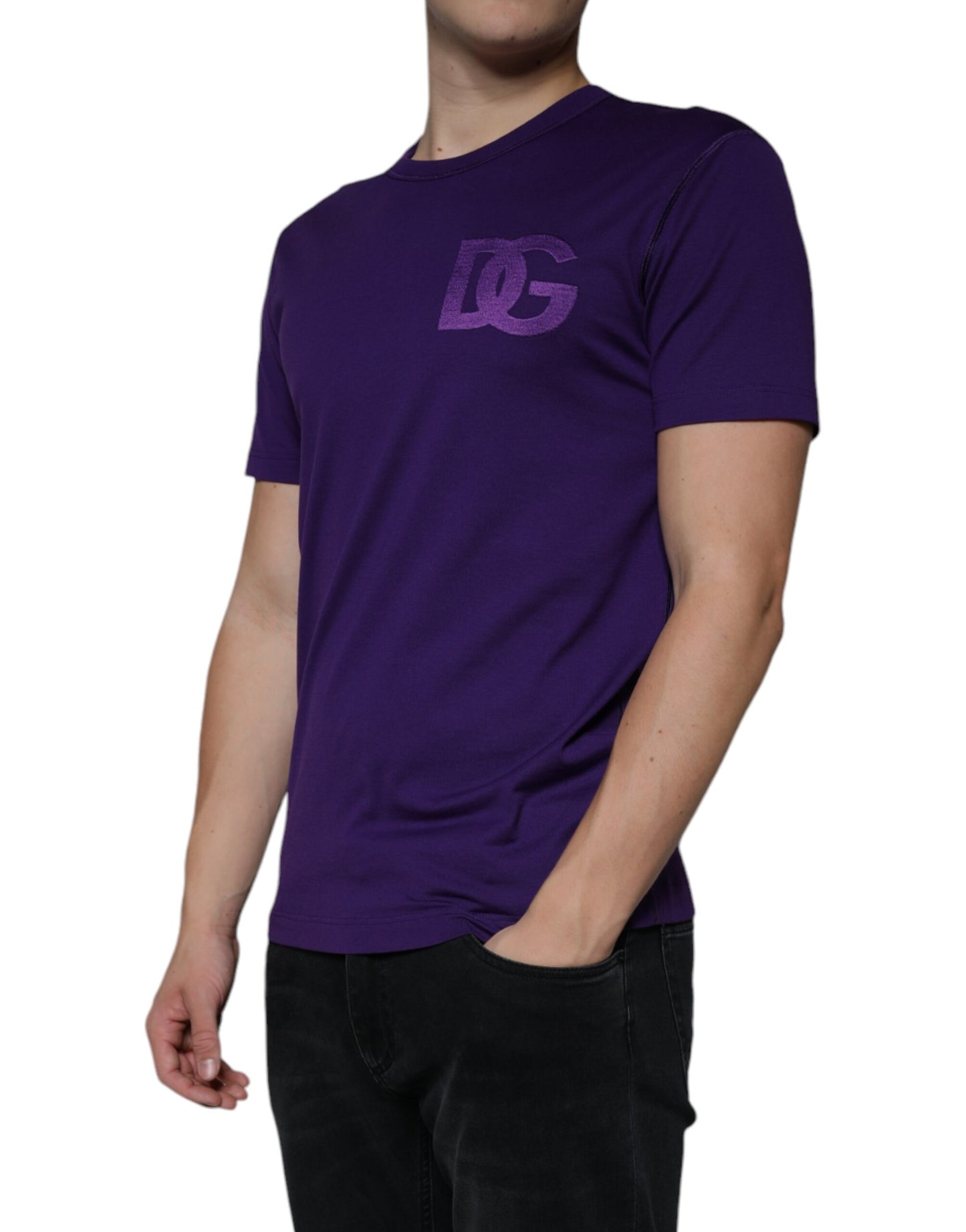  - Purple DG Logo Cotton Crew Neck T-shirt