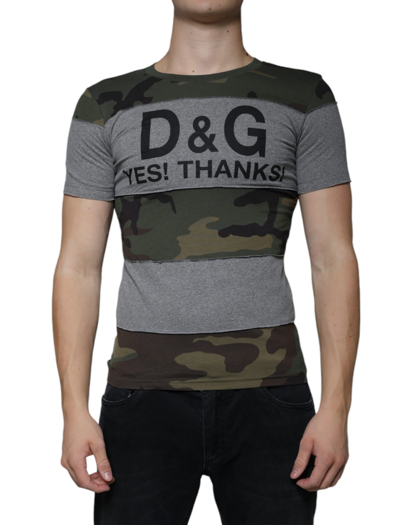  - Multicolor Camouflage Cotton Crew Neck T-shirt