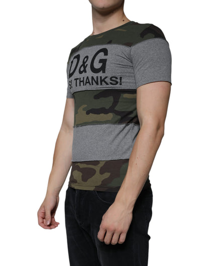  - Multicolor Camouflage Cotton Crew Neck T-shirt