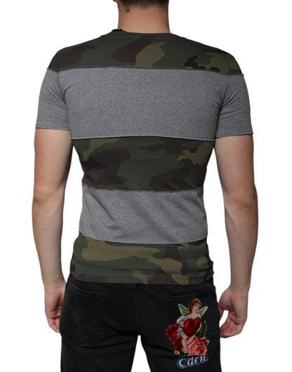  - Multicolor Camouflage Cotton Crew Neck T-shirt