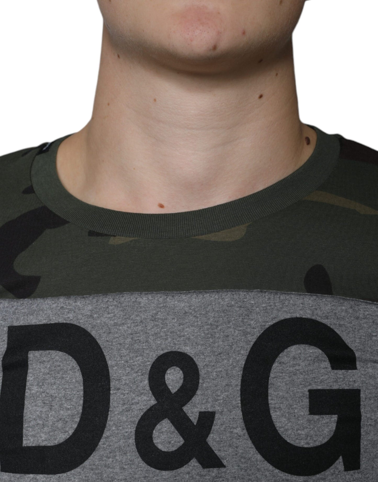  - Multicolor Camouflage Cotton Crew Neck T-shirt