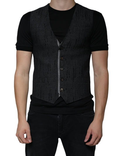 Black Wool Sleeveless Dress Waistcoat Vest - The Luxe Alliance