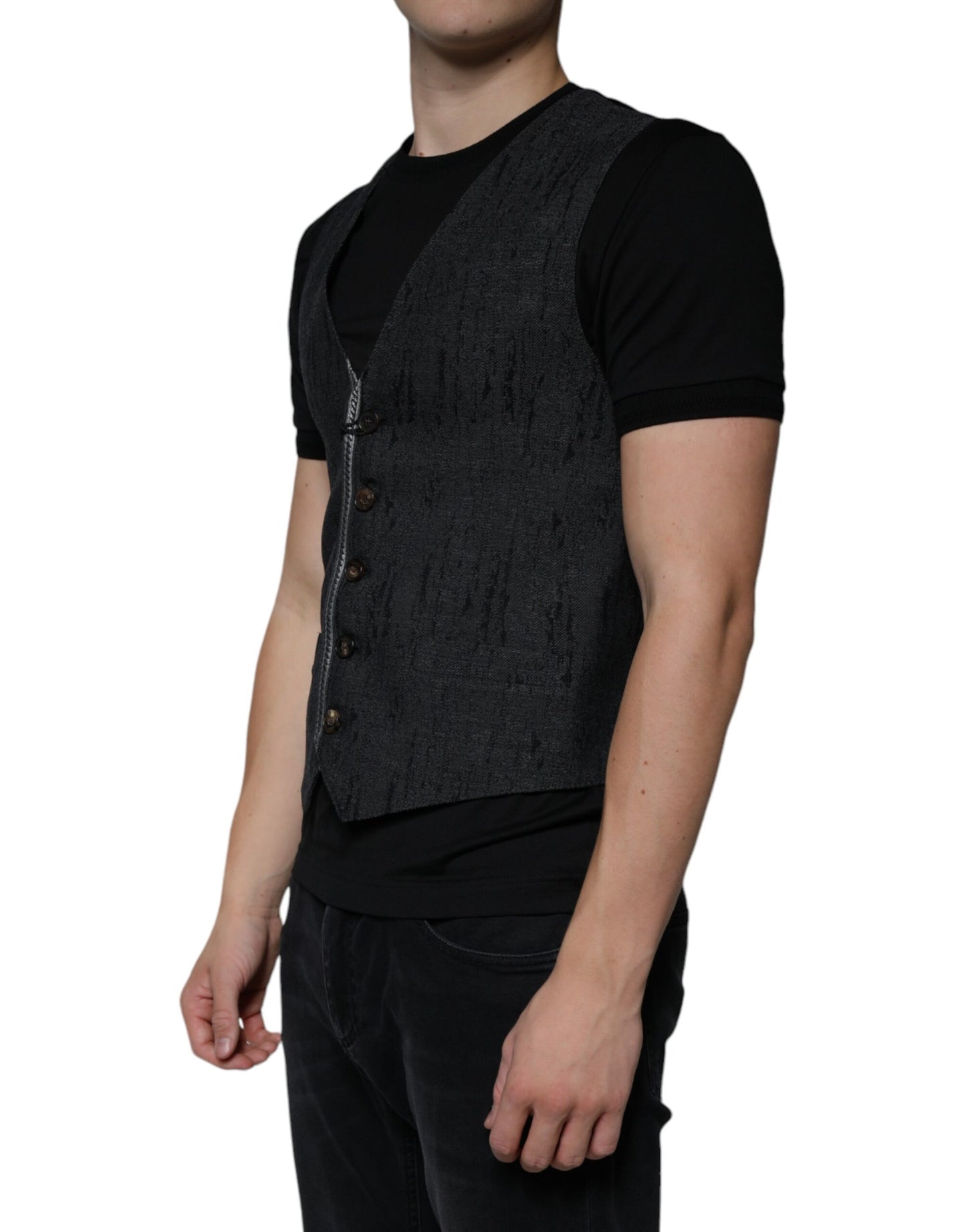 Black Wool Sleeveless Dress Waistcoat Vest - The Luxe Alliance