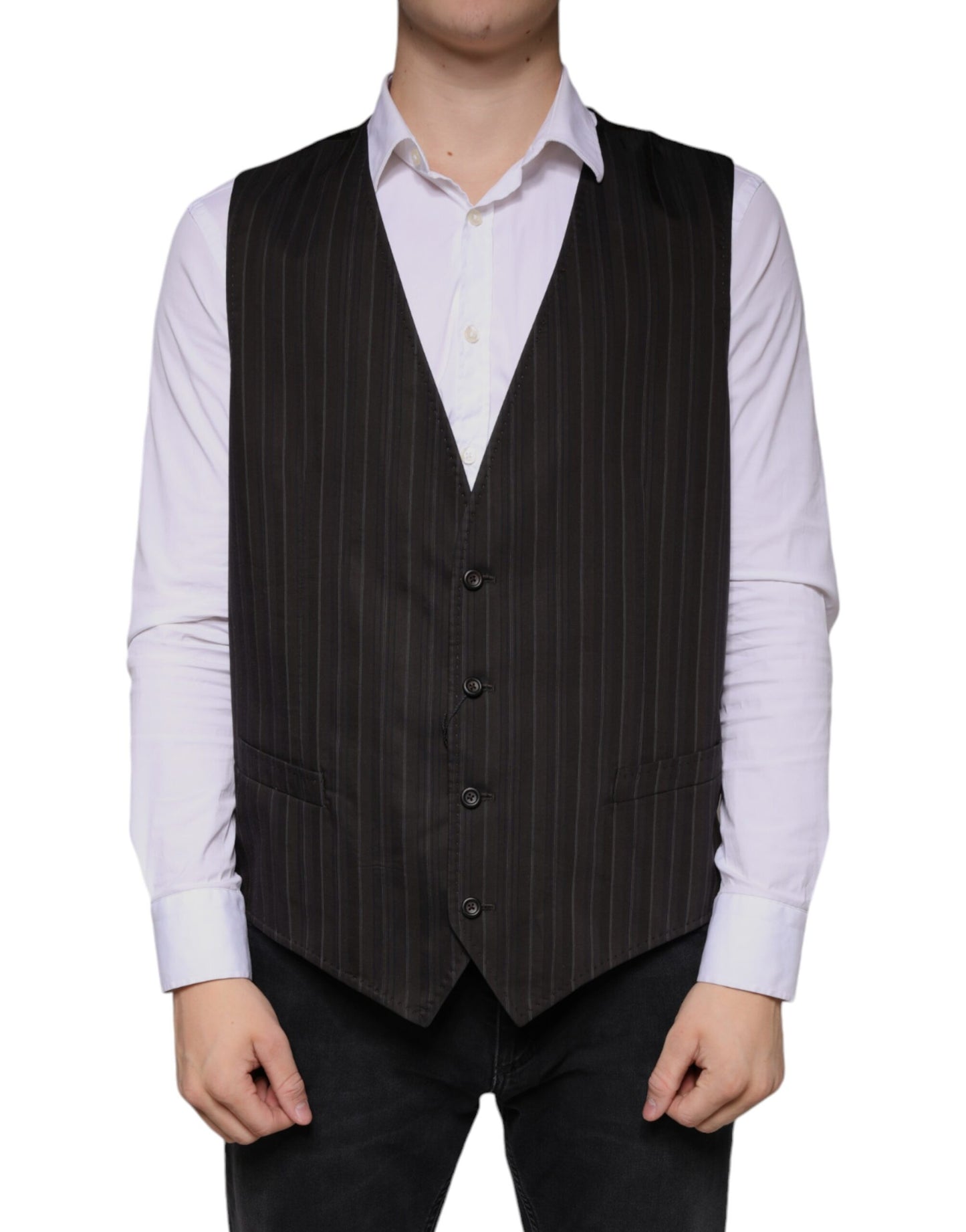 Black Cotton Waistcoat Dress Formal Vest - The Luxe Alliance