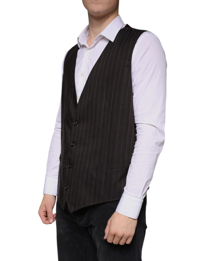 Black Cotton Waistcoat Dress Formal Vest - The Luxe Alliance