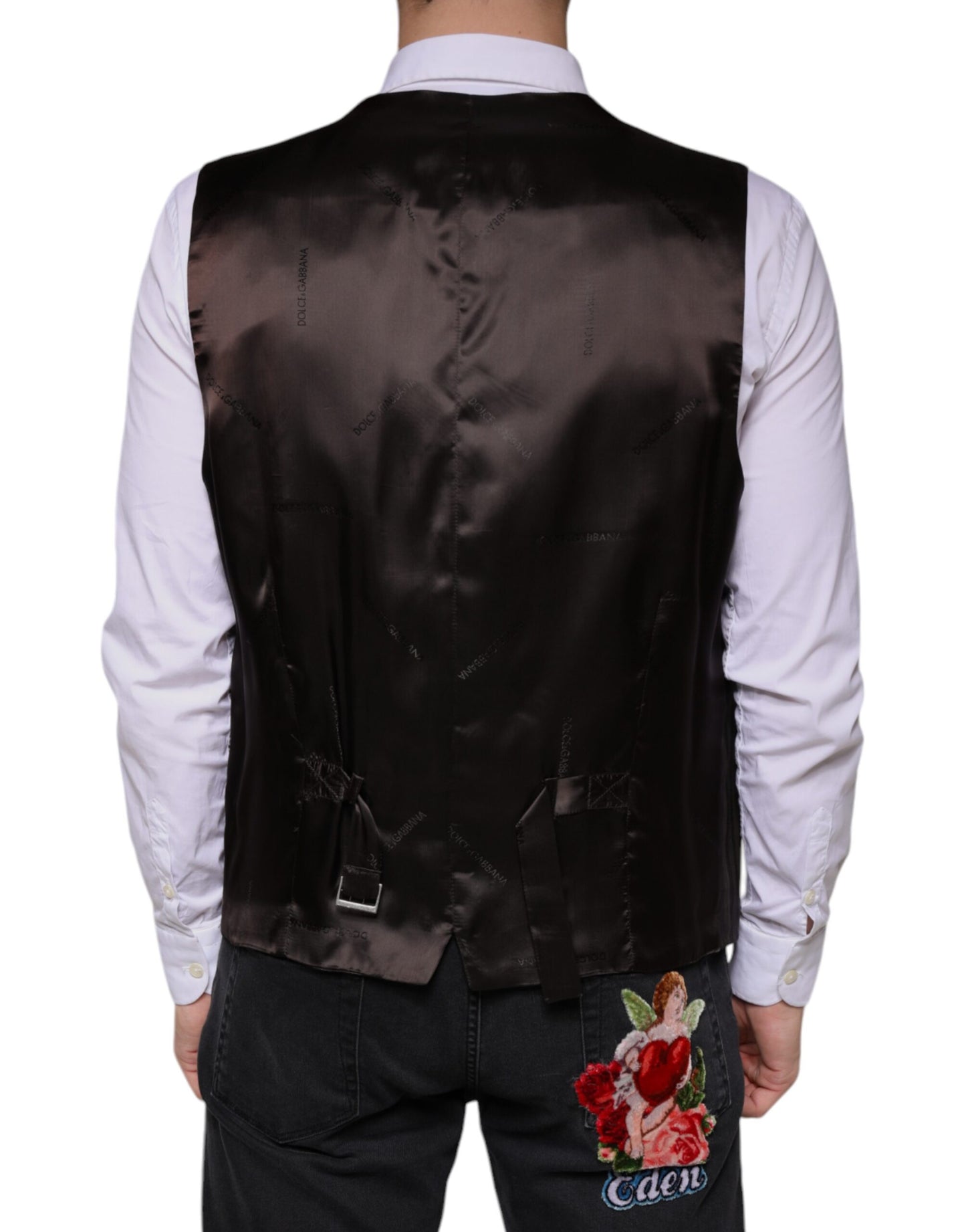 Black Cotton Waistcoat Dress Formal Vest - The Luxe Alliance