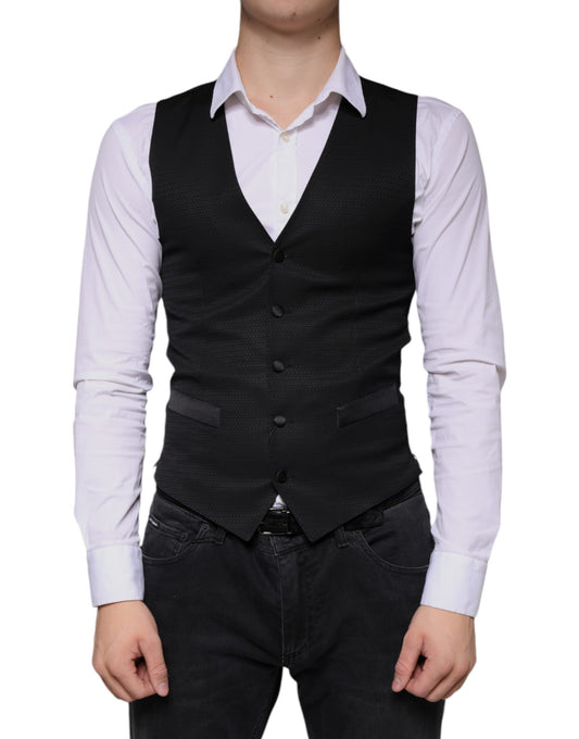 Black Wool Waistcoat Dress Formal Vest - The Luxe Alliance