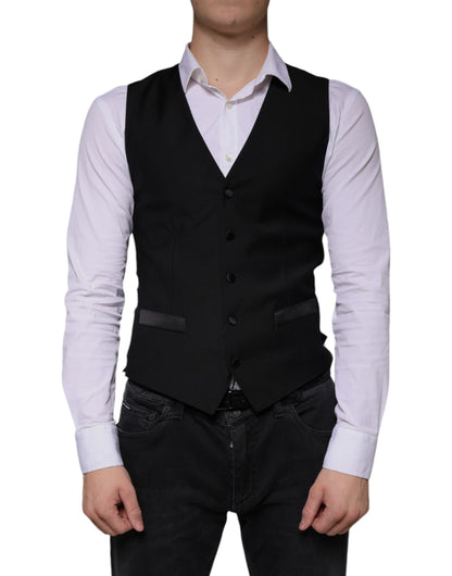 Black Wool Waistcoat Dress Formal Vest - The Luxe Alliance