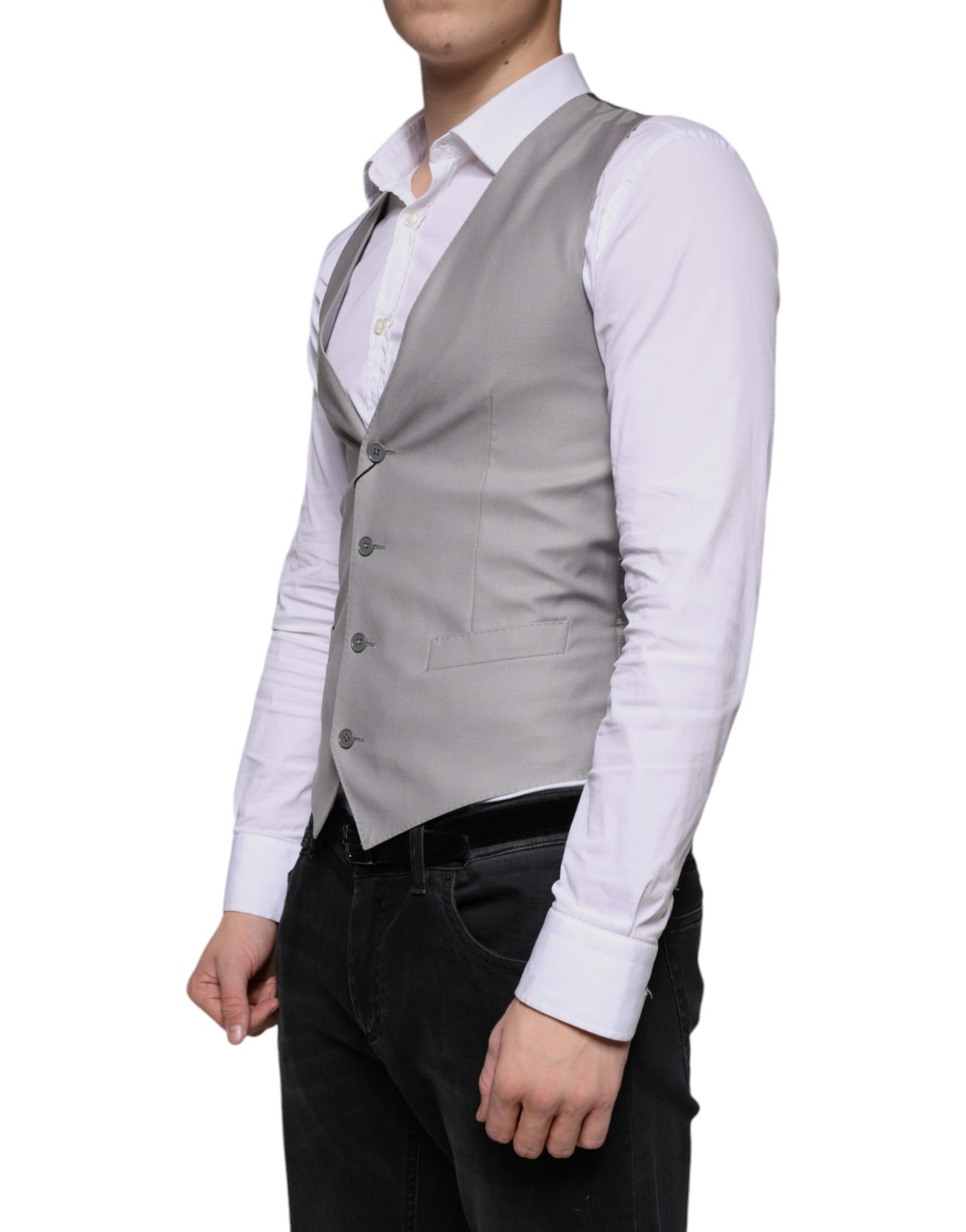 Light Gray Wool Formal Dress Waistcoat Vest - The Luxe Alliance