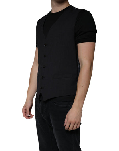  - Black Wool Waistcoat Dress Formal Vest