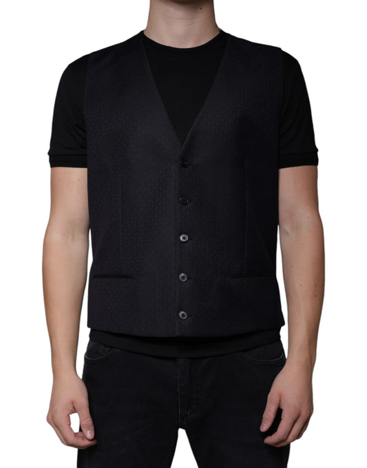 Black Wool Waistcoat Dress Formal Vest - The Luxe Alliance