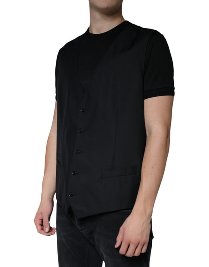 Black Wool Waistcoat Dress Formal Vest - The Luxe Alliance