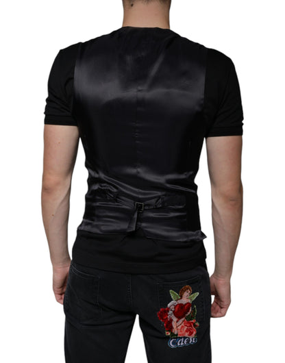 Black Leather Waistcoat Dress Formal Vest - The Luxe Alliance