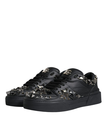 Black Studded Low Top Men Sneakers Shoes - The Luxe Alliance